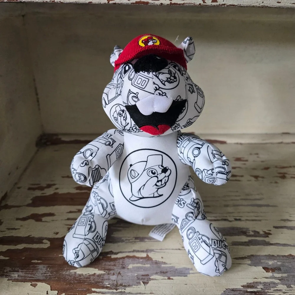 Buc-ees‎ Beaver Plush Black White Doodle Gas Station Graphic Collectible Toy 9in